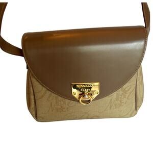 Nina Ricci Brown Leather/Canvas Crossbody Bag